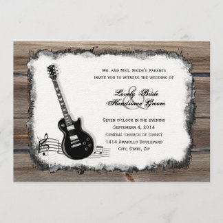 Invitation Country Wood Electric Guitar Music Wedding Invitat
