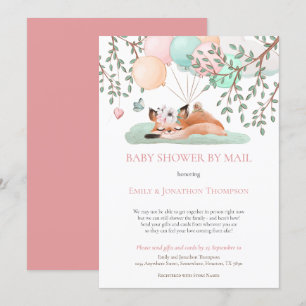 Invitation Coup de Baby shower des ballons de renard dormant