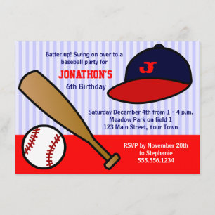 Invitation Coup de baseball sur coutume fête d'anniversaire -