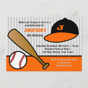 Invitation Coup de baseball sur coutume Fête d'anniversaire O
