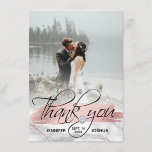 Invitation Coup de pinceau en or rose Mariage Merci PHOTO