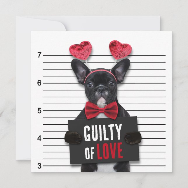 Invitation Coupable Amour Mugshot Chien drôle Saint Valentin (Devant)