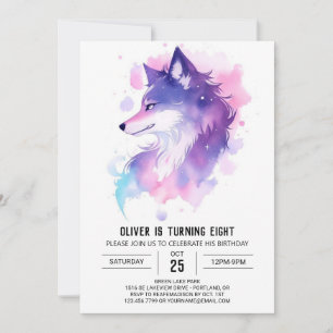 Invitation Coupe de loup d'aquarelle Fête d'anniversaire