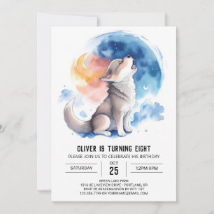 Invitation Coupe de loup mignon modifiable Anniversaire