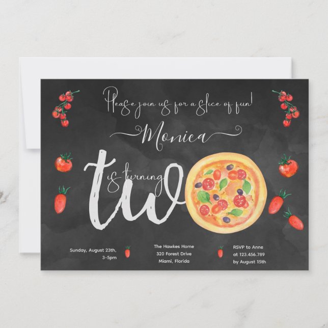 Invitation Coupe de plaisir, deuxième anniversaire (Devant)