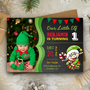 Invitation Coupe Elf Premier Noël Anniversaire Fête Invitatio