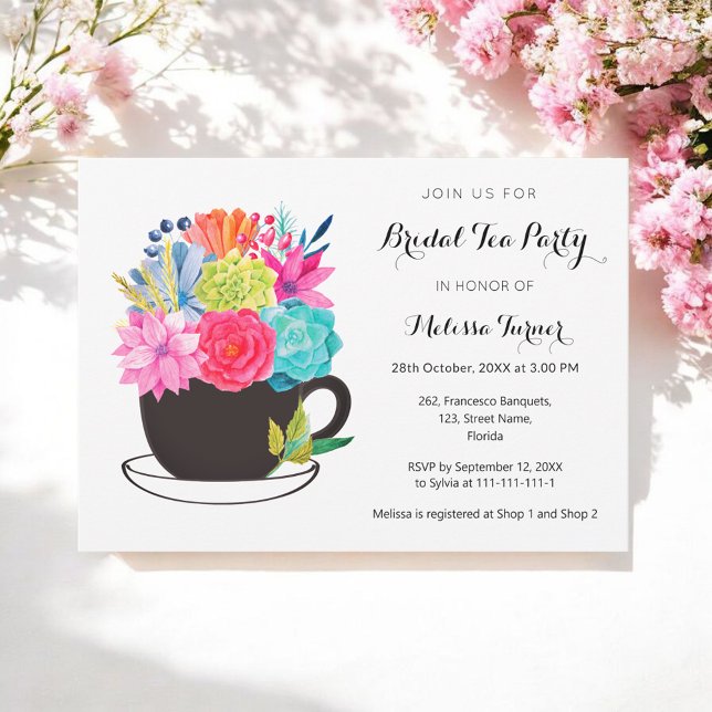 Invitation Coupe Florale de la fête du thé de la nuptiale (Créateur téléchargé)