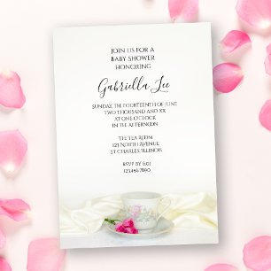 Invitation Coupe Florale de Thé avec Baby shower rose Roses