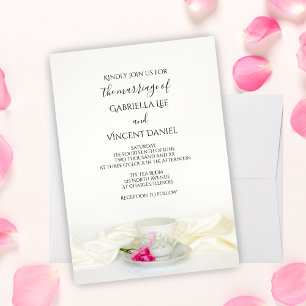 Invitation Coupe Florale de Thé avec Mariage rose Roses