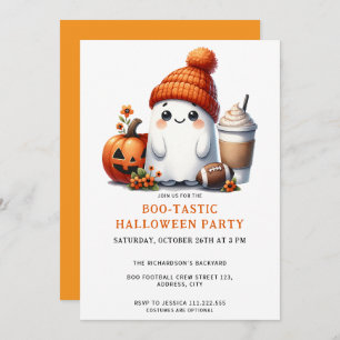 Invitation Coupe Ghost Football Boo-Tastic Halloween Party