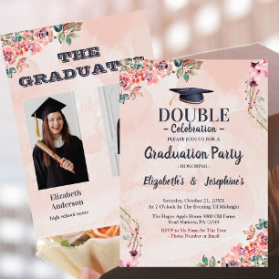 Invitation Coupe rose Celebration Graduation Party 2 photos