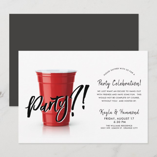 Invitation Coupe rouge | Fête de célébration pour toutes occa (Devant / Derrière)