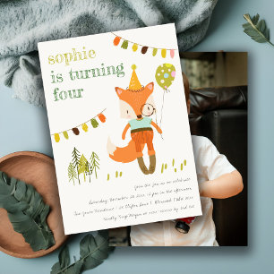 Invitation Coupe Woodland Fun Party Fox Anniversaire de enfan