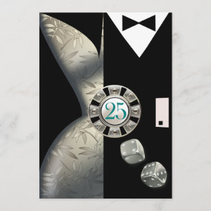 Invitation Couple Art Déco 25e Anniversaire argent