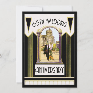 Invitation Couple Art Déco Vintage 65e Anniversaire de Mariag