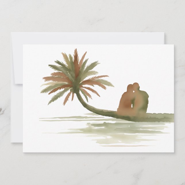 Invitation Couple assis sur un palmier (Devant)