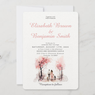 Invitation Couple avec 2 Modèle d'aquarelle de chien