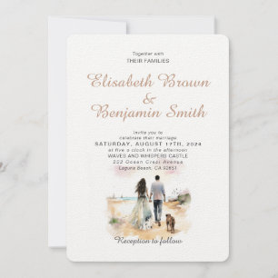 Invitation Couple avec chien Aquarelle Modèle Mariage Inviter