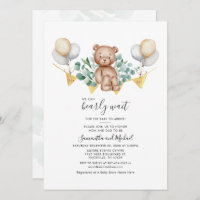 Couple Baby shower Eucalyptus Ours vert Script
