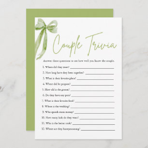 Invitation Couple Bow Trivia Trivia jeu de Fête des mariées