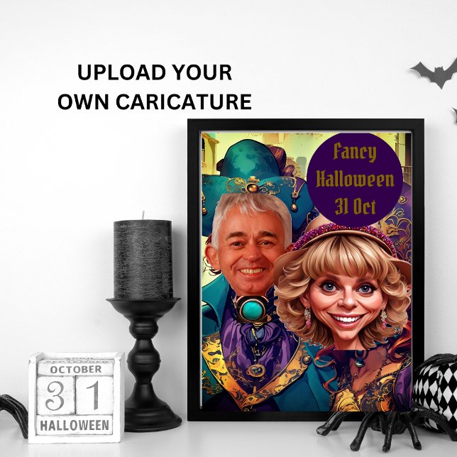 Invitation Couple caricature violet fantaisie à Venise (Créateur téléchargé)