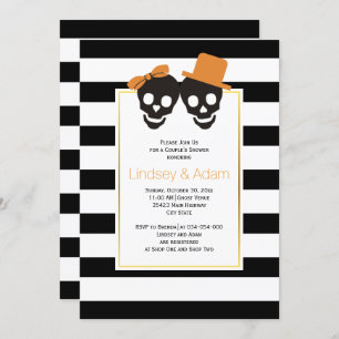 Invitation couple crâne Halloween mariage couples douche