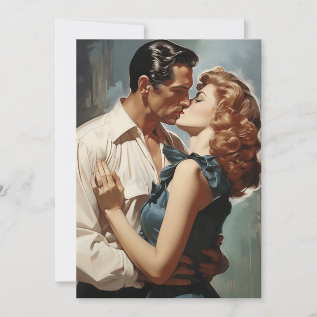 Invitation Couple de baiser vintage (Devant)
