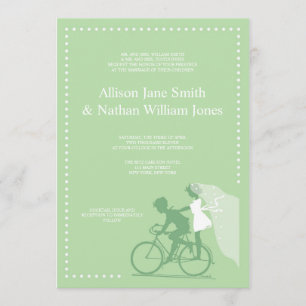 Invitation Couple de bicyclette vert CUT