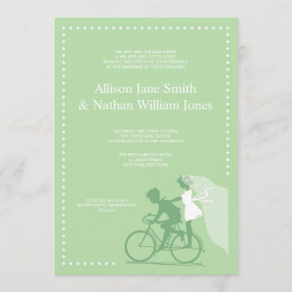 Invitation Couple de bicyclette vert CUT