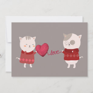Invitation Couple de caricature de chat