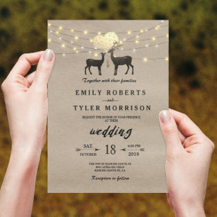 Invitation Couple de cerfs des bois Mariage Amour