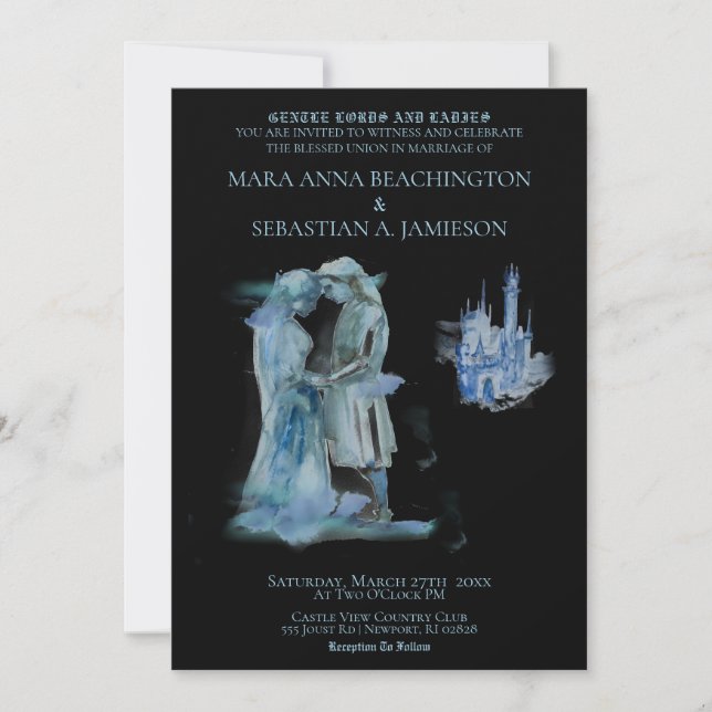 Invitation *~* Couple de château médiéval Château en amour Ma (Devant)