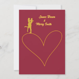 Invitation Couple de coeur en amour Mariage doré