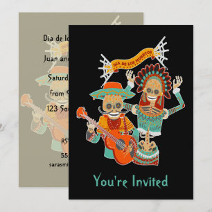 Invitation Couple de crâne de sucre Dia de los Muertos Invita