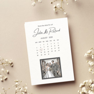 Invitation Couple de dessin de style BD pour annoncer la date