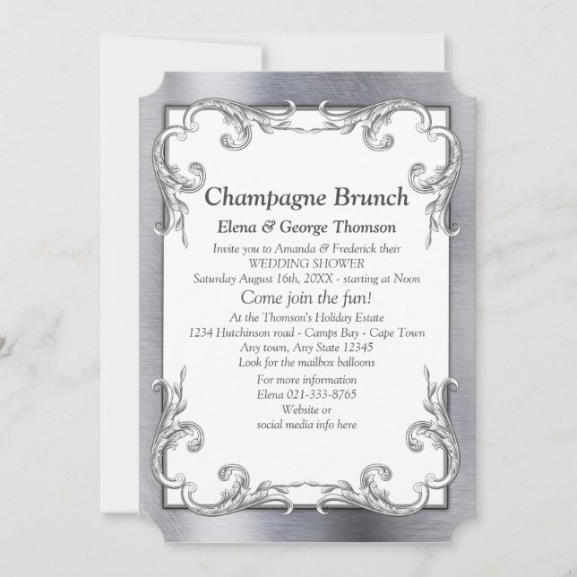 Invitation Couple de douche en feuille d'or-argent-laiton (Devant)