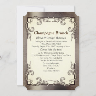 Invitation Couple de douche en feuille d'or-argent-laiton