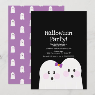 Invitation Couple de fantômes mignons Halloween soirée noir v