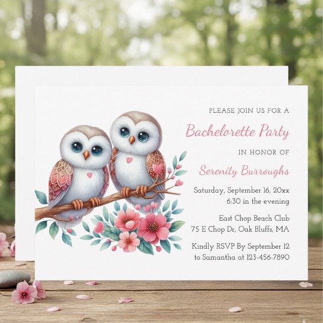 Invitation Couple de hiboux boho Fête de Bachelorette rustiqu (Créateur téléchargé)