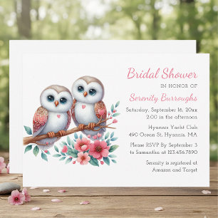 Invitation Couple de hiboux fantaisistes Mariage dans les boi