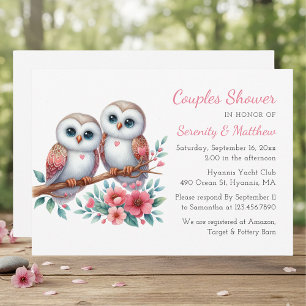 Invitation Couple de hiboux rustique Bohème Couple de douche