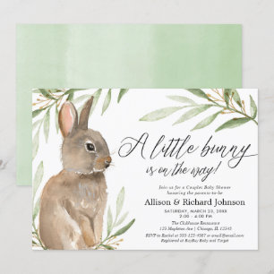 Invitation Couple de lapin de Pâques non sexiste baby shower