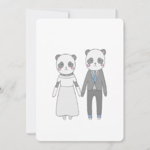 Invitation Couple de Mariage Panda Mignon – Mariée & Mari Kaw