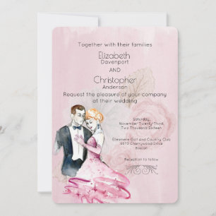 Invitation Couple De Mariage Vintage Avec Roses Rose Mariage