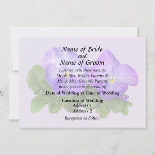Invitation Couple de Pensées Violet Clair et Blanc