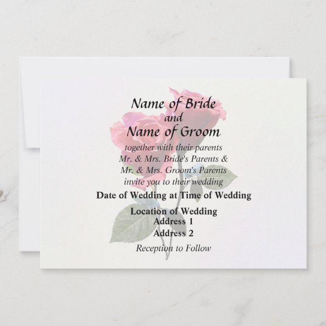 Invitation Couple de Roses (Devant)