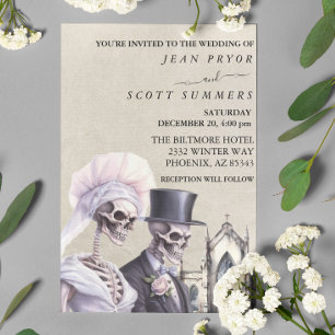 Invitation Couple de squelettes pour mariage d'Halloween