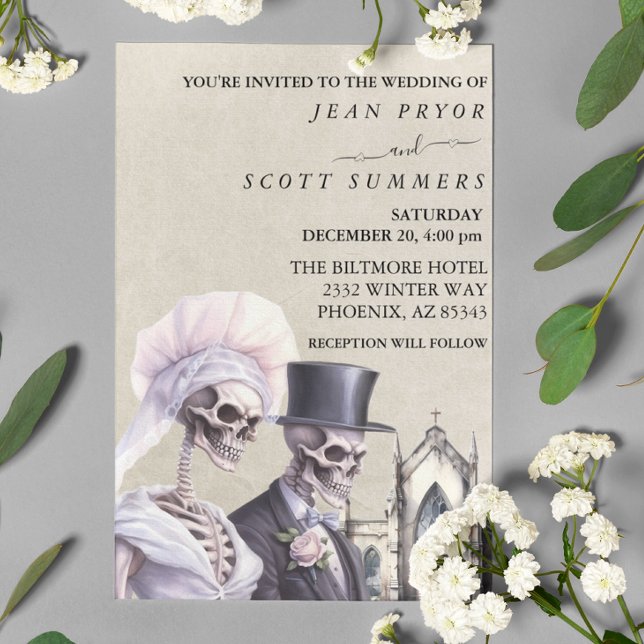 Invitation Couple de squelettes pour mariage d'Halloween (Créateur téléchargé)