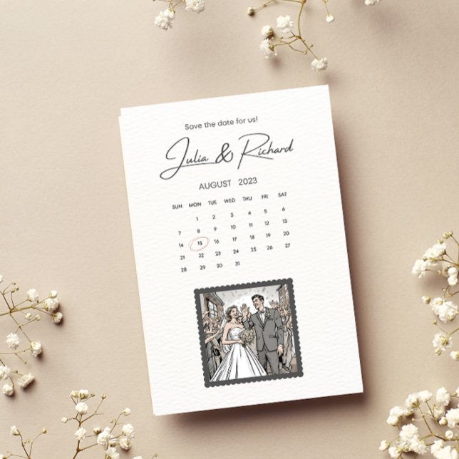 Invitation Couple de style BD Dessin Save The Date (Créateur téléchargé)