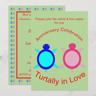 Invitation Couple de tortue mignonne Anniversaire personnalis